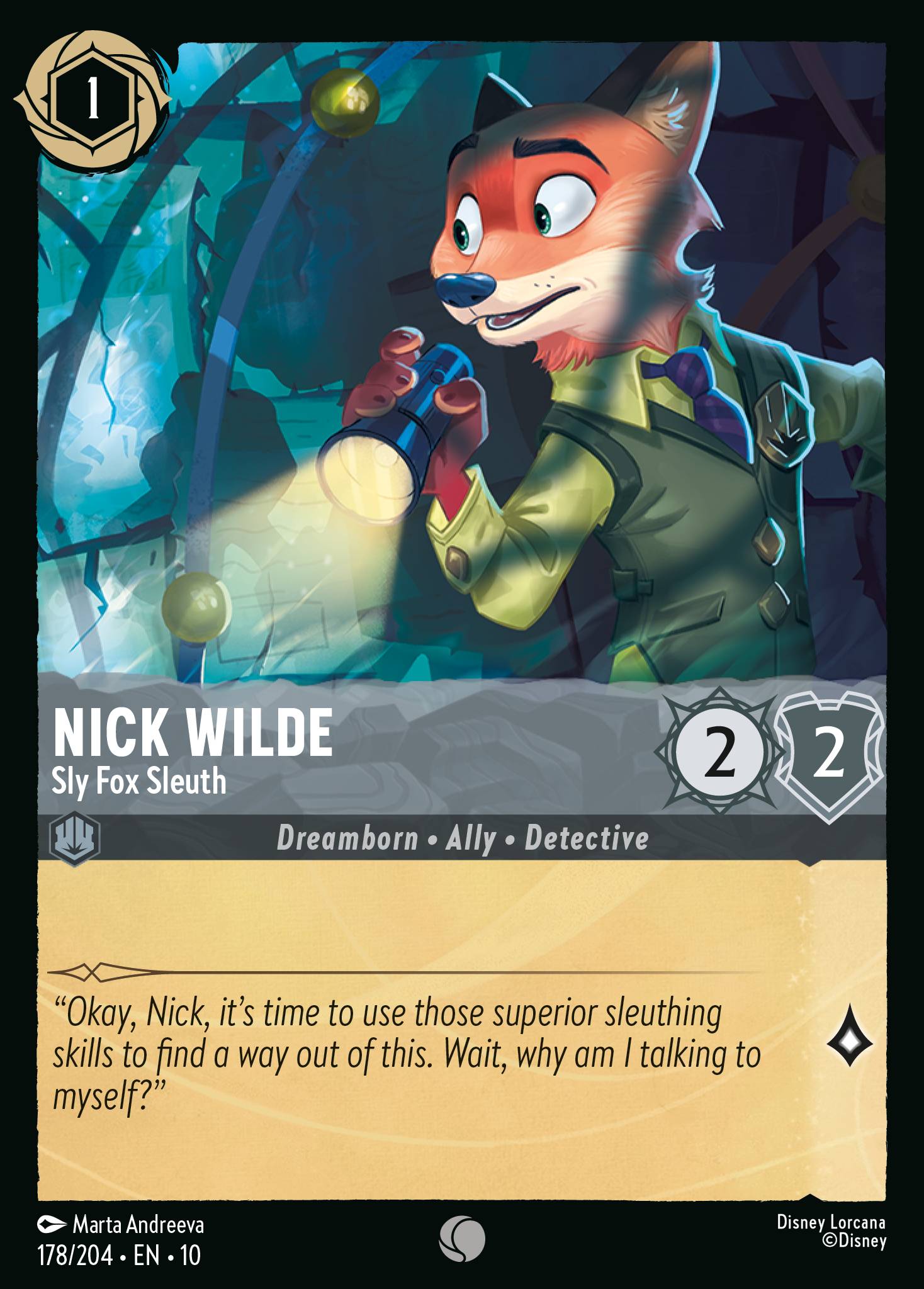 Lorcana - Nick Wilde - Sly Fox Sleuth - Whispers in the Well