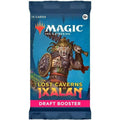 Magic: The Gathering card pack featuring a warrior character with 'The Lost Caverns of Ixalan' text on a blue background.
