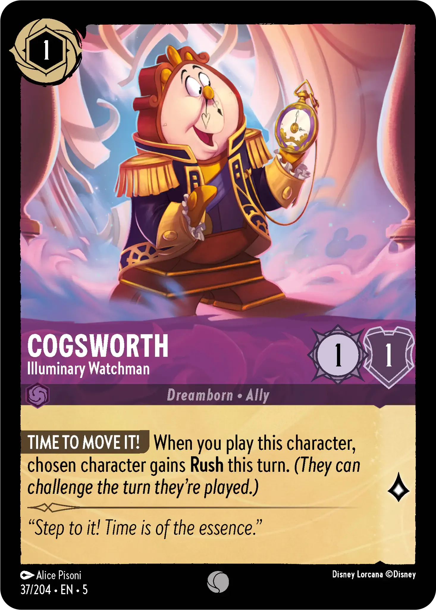 Lorcana - Cogsworth - Illuminary Watchman - Shimmering Skies