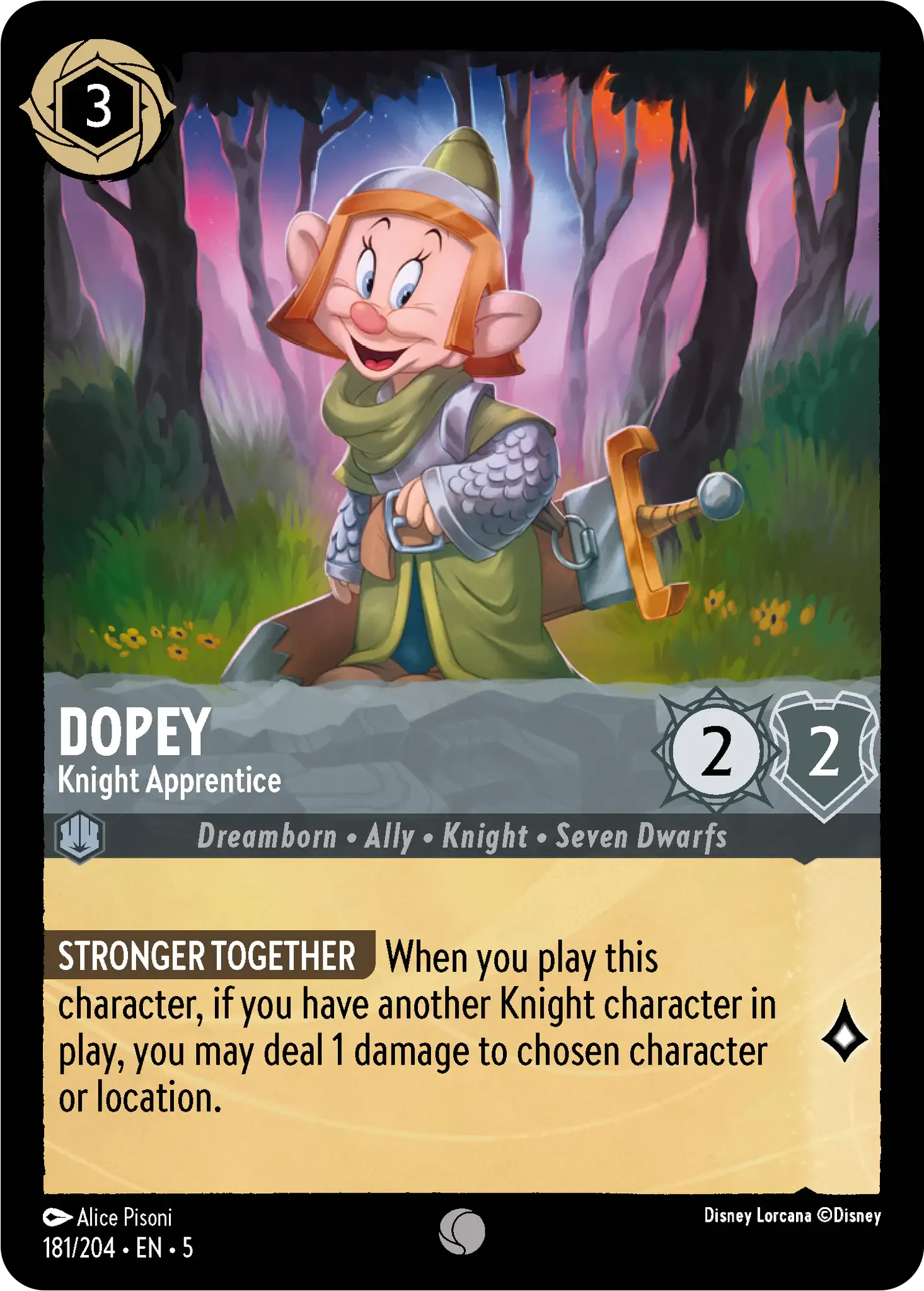 Lorcana - Dopey - Knight Apprentice - Shimmering Skies