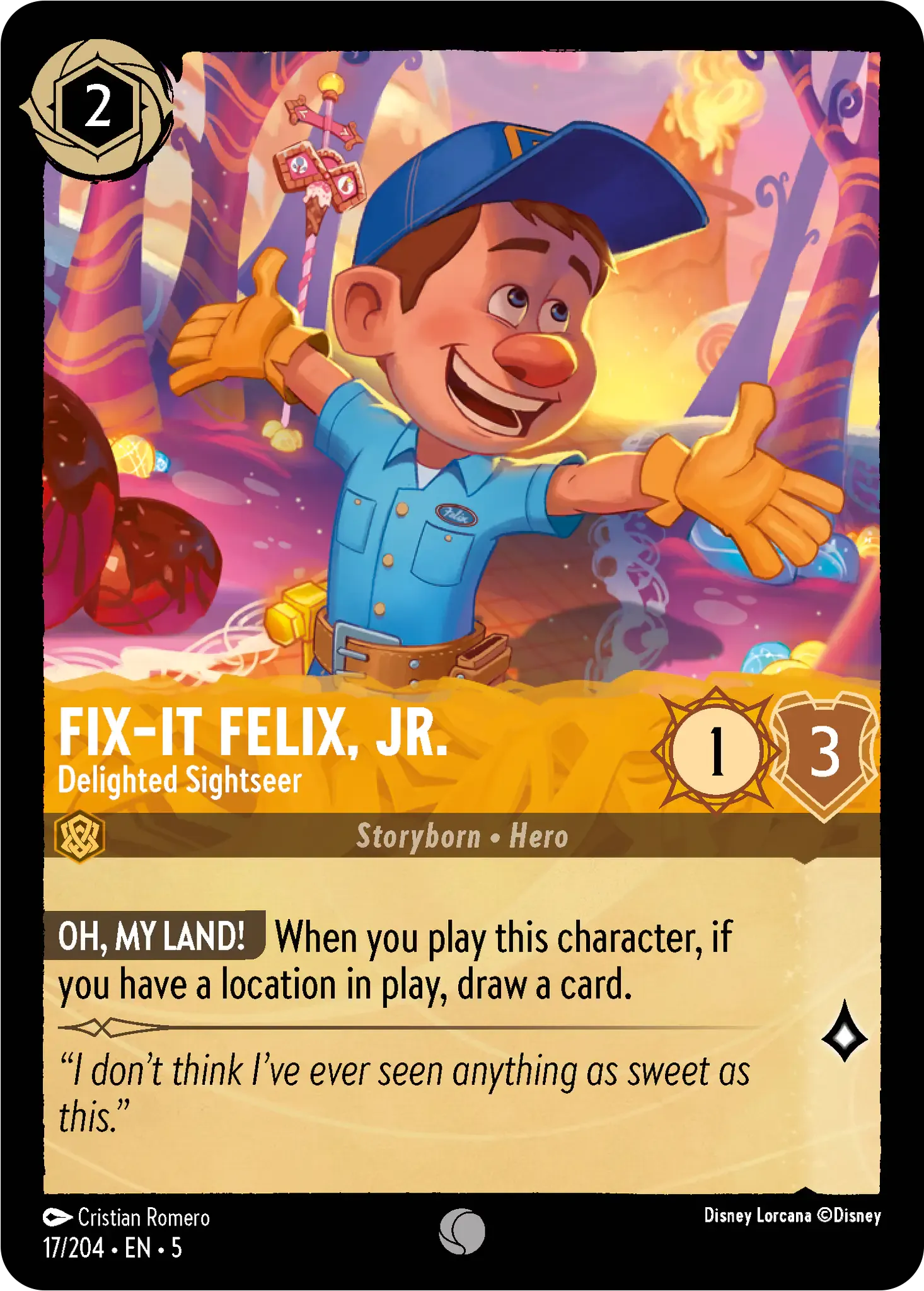 Lorcana - Fix-It Felix, Jr. - Delighted Sightseer - Shimmering Skies
