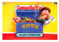 Trading card featuring Garbage Pail Kids characters with a toy store theme