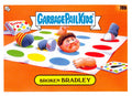 Trading card of Broken Bradley from Garbage Pail Kids series on an orange background
