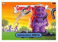 Trading card featuring a purple creature with a horseshoe, 'Garbage Pail Kids' brand visible