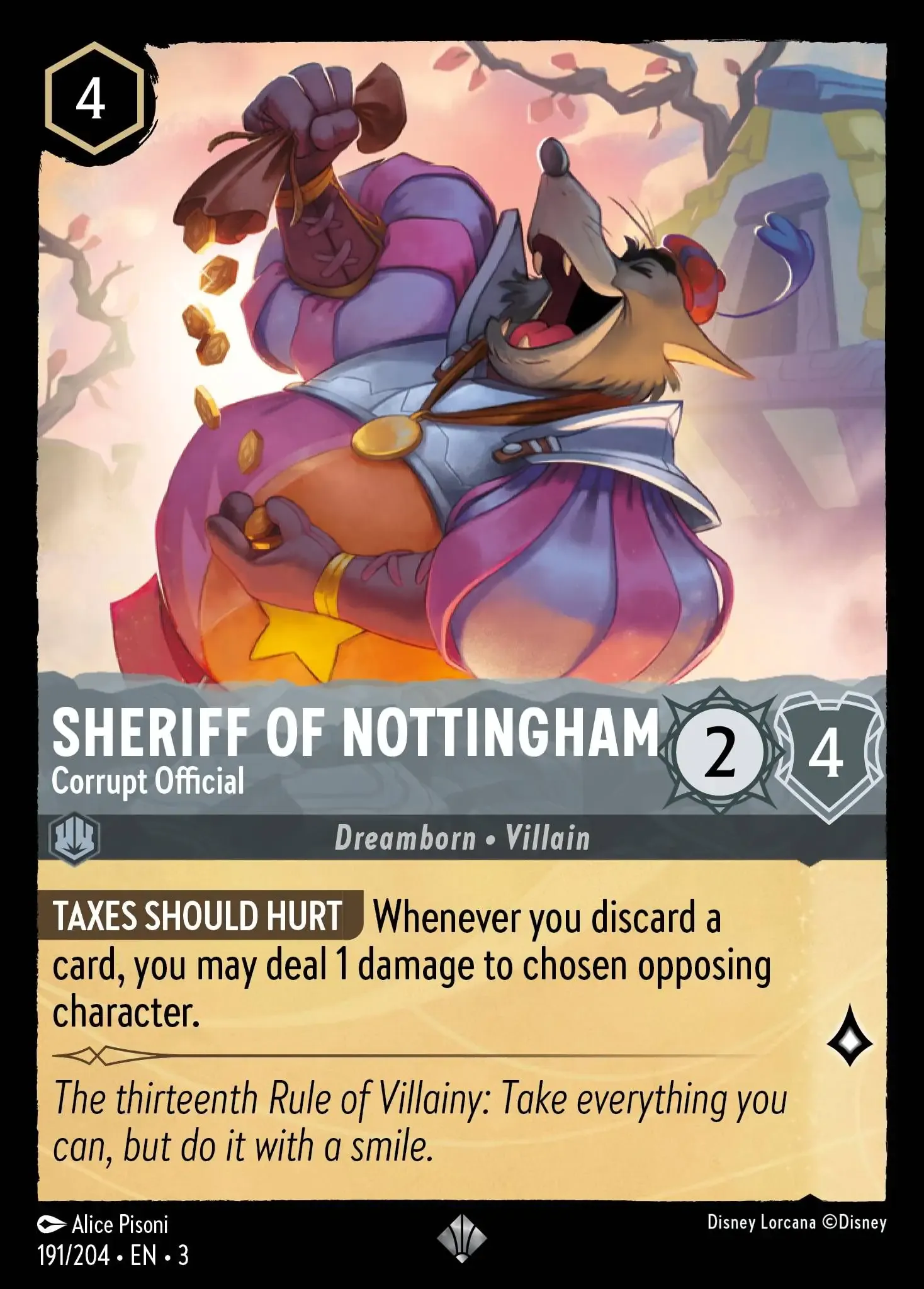 Lorcana - Sheriff of Nottingham - Corrupt Official - Into the Inklands
