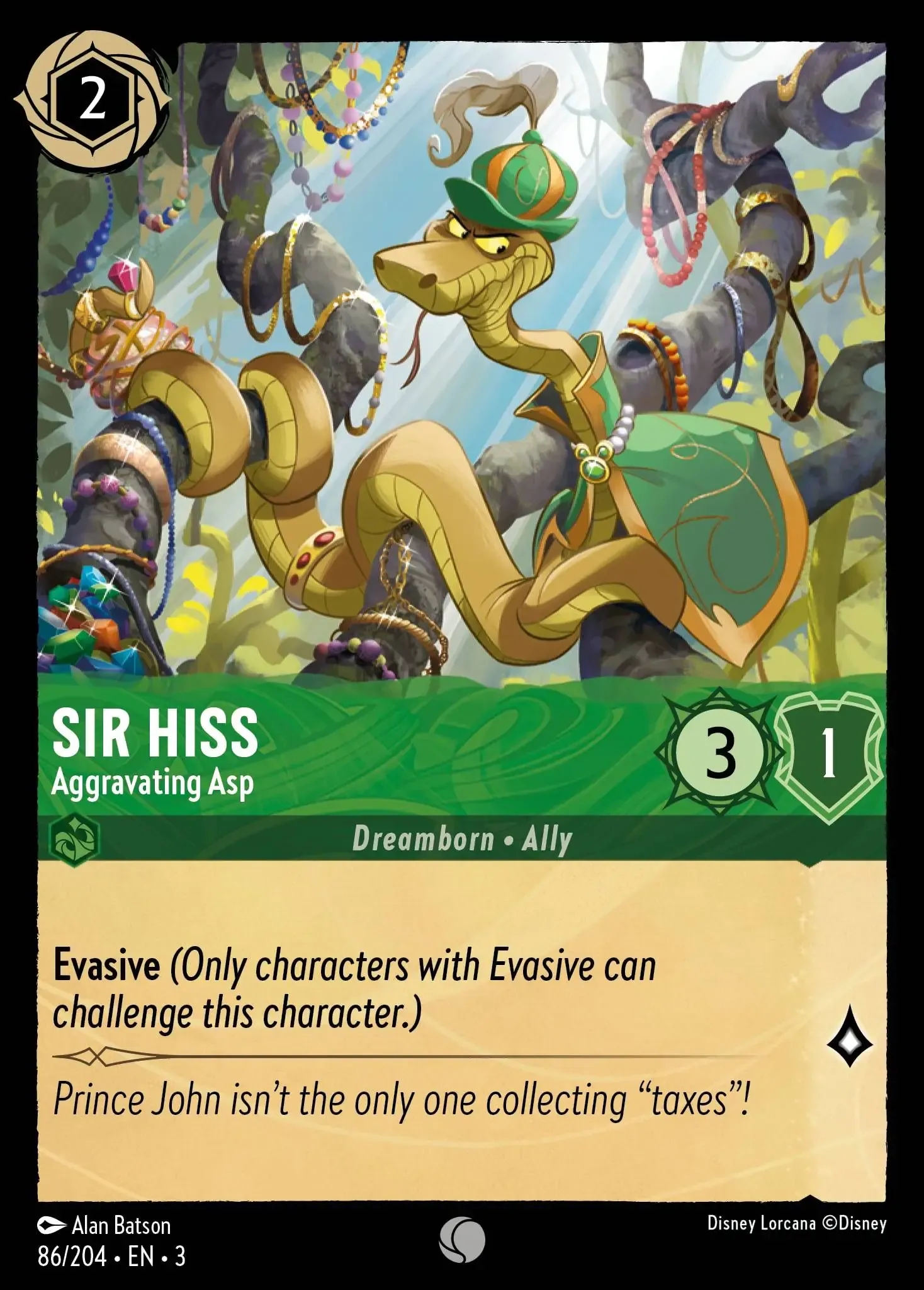 Lorcana - Sir Hiss - Aggravating Asp - Into the Inklands